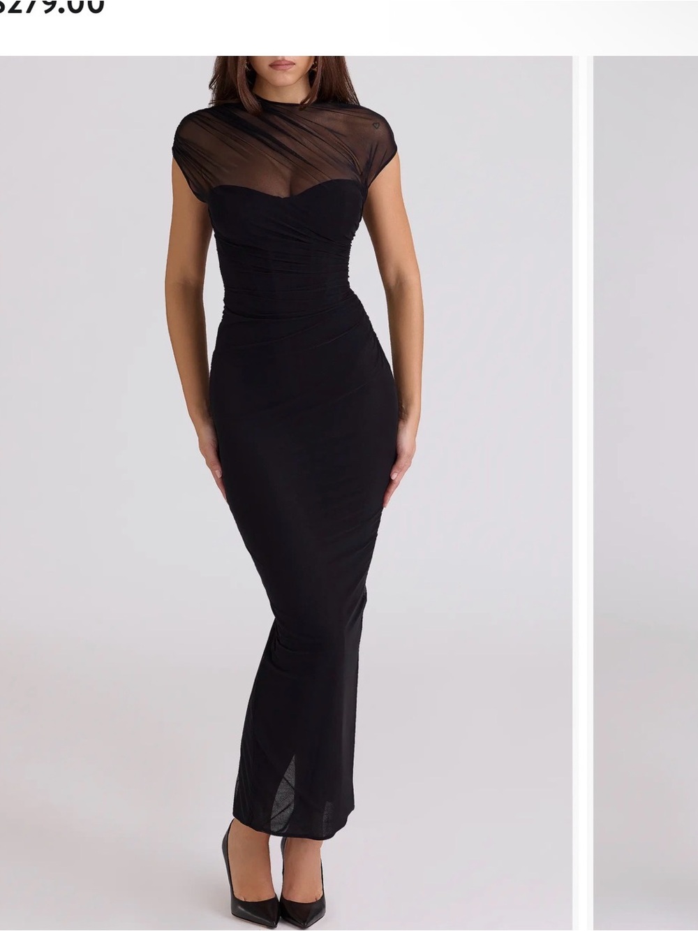 House of CB Black Sheer-Top Maxi Dress